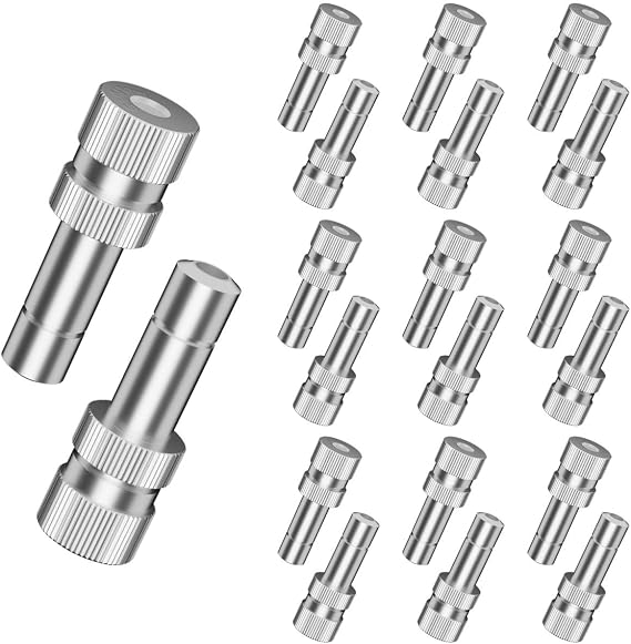 Brass Misting Nozzle Outdoor Anti-drip Fogging Spray Head Outdoor Cooling Misting System Nozzle for Garden Umbrellas Greenhouse Fan Trampoline Waterpark, 0.012" Orifice (0.3mm) 20 Pcs