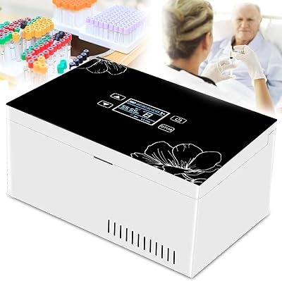 Mini Insulin Refrigerated Box,Portable Medicine Cooler Refrigerator,Built-Battery Travel Car refrigerator,for Travel Home Constant Temperature Reefer Rechargeable LCD Display 0-18C Adjustable,2Battery