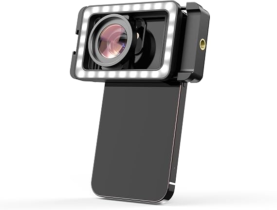 APEXEL 15X Macro Lens for iPhone with LED Fill Light, Samsung, Android Phone, with Universal Lens Clip Attachment (Fits for Almost Smartphone) | For insects, outdoor, flowers, product details. Built-in 360 light works in dark for phones without macro, fits most phones