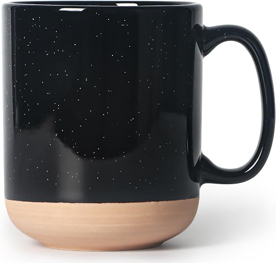 Large Coffee Mug, 20oz Ceramic Tea Cup with Handle for Office and Home, Big Capacity Cups for Men Women, Microwave Safe, Black