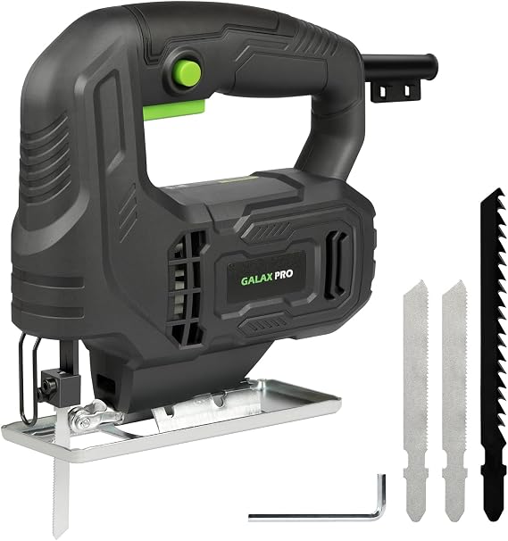GALAX PRO 400 W Jigsaw Idle Speed 3000 rpm Cutting Tilt ±45° with Wood/Metal Saw Blades Ideal for Hobby and Workshop