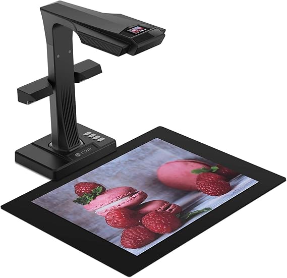CZUR ET18 Pro Professional Book Scanner with LED Fill Light OCR Document Scanner 18 Megapixel Document Camera Visualizer for Windows and macOS with Laser Flattening Technology up to A3
