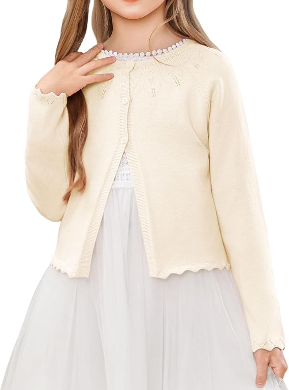 Girls Long Sleeve Knitted Bolero Cardigan Cropped Shrug 1-10 Years