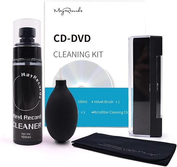 CD Cleaning Kit, 4-in-1 Velvet Brush, 100ml Cleaning Fluid, Cleaning Cloth and Air Blower for CD DVD Album