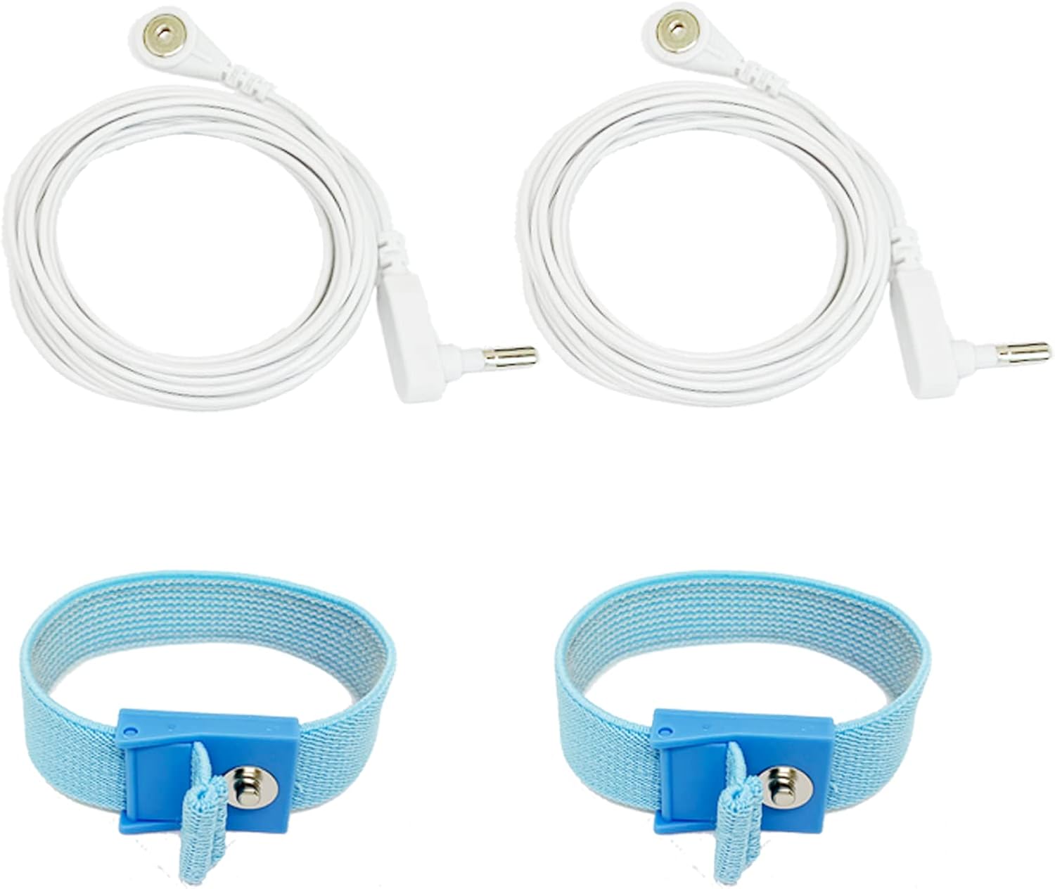 Grounding Bracelet, Grounding Wrist Strap for Healthy Grounding Energy. 2 Grounding Wristbands and 2 Straight Cables15 ft.,Indoor Grounding for Full Body Balance & Wellness Support2 Pack