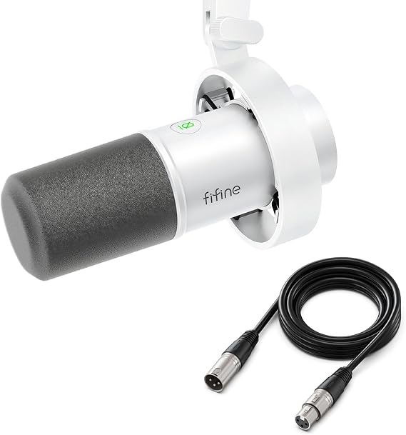 FIFINE XLR/USB Dynamic Mic with 10ft XLR Cable Kit, Studio Recording Microphone for Streaming with Mute Tap, Volume Control, Headphones Jack, Black Mic Wire Compatible with Audio Mixer (K688W+L9)