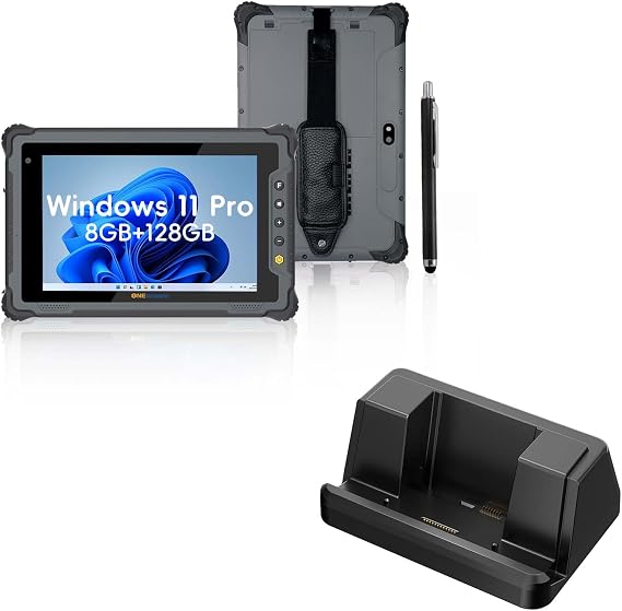 Rugged Tablet M80J, 8 inch Windows 11 Pro Tablet, 8GB+128GB, Celeron N5100, IP65 Waterproof, MIL-STD-810H, 5000mAh, Industrial Outdoor Work PC, and Charging Cradle