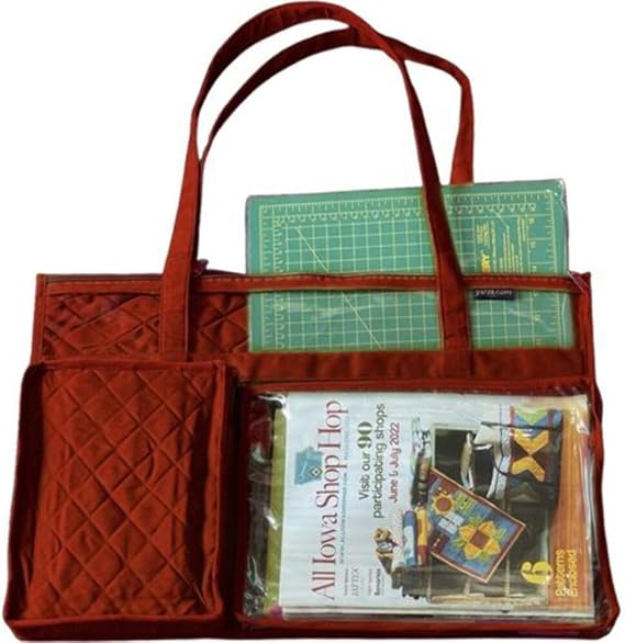 Yazzii Quilt Mat Carrier (12x18)- Portable Tote Bag for Cutting Mats, Rulers & Lighted Cutting Board - Red