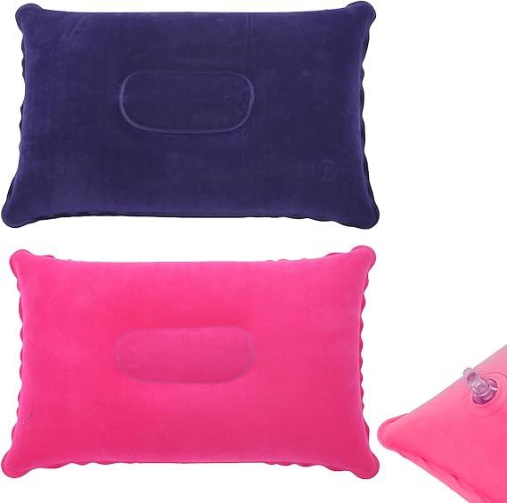 2Pcs Inflatable Pillow for Travel Blow Up Pillows for Sun Lounger Inflatable Cushion Inflatable Small Cushion Beach Pillow Neck Support for Travel Hiking Beach Fishing Camping Outdoors(Purple+Magenta)