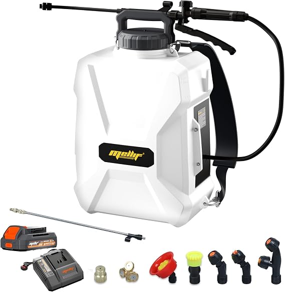 Mellif Backpack Pump Sprayer 12L, 55 Psi Cordless Pressure Garden Sprayer,25 Ft Telescopic Wand & 7 Nozzles & Widened Shoulder Strap,0.33GAL/Min