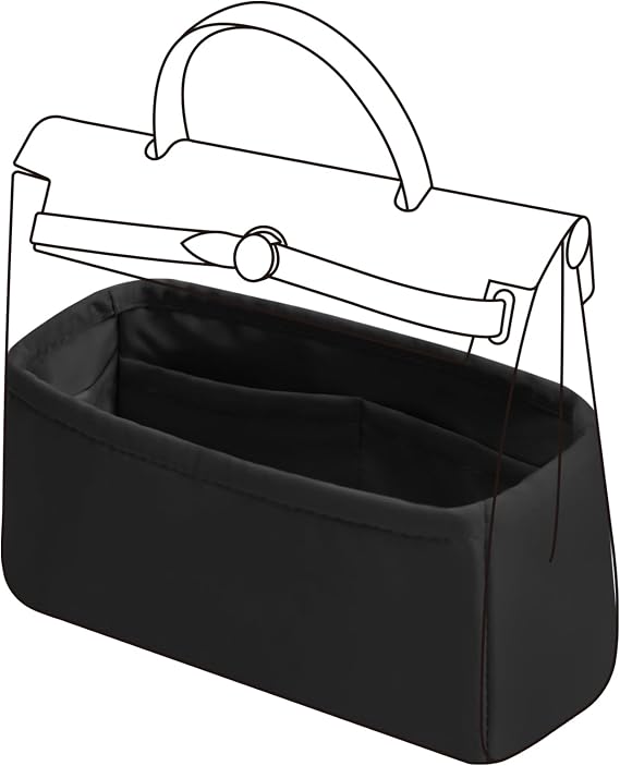 DGAZ Silk Purse Organizer Insert Fits Hermes Herbag 31/39/50 Bags, Luxury Handbag & Tote Organiser, Simplicity bag insert(Black,H19)