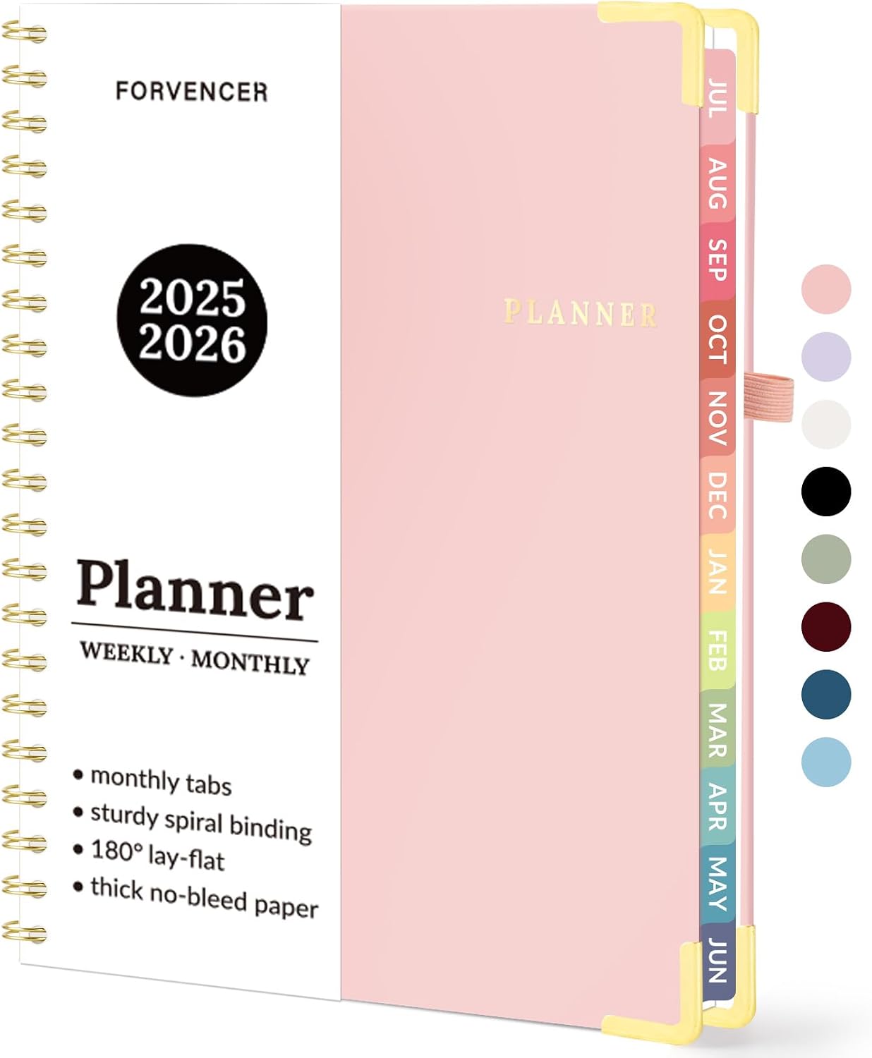 Academic Planner 2025-2026, Forvencer July 2025-June 2026 Weekly and Monthly Calendar Planner, 8.5 X 11, Hardcover Teacher School Supplies, Daily Agenda Book with Inner Pocket, Cute Office Home Notebook College Student Classroom Organizer with Tabs, A4, Pink