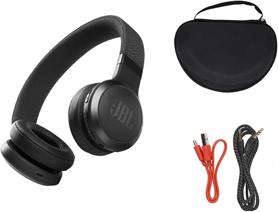 JBL Live 460NC Noise Cancelling Headphones Wireless Bluetooth Over-Ear with Hi-Fi Sound, 50H Battery, Hands-Free Calls, Adaptive ANC, Google & Alexa Includes Travel Carrying Case (Black)