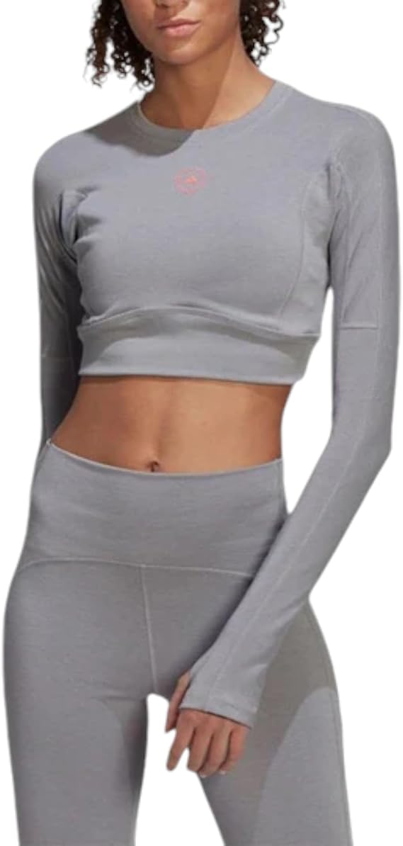 adidas Stella McCartney TrueStrength Cropped Long Sleeve (UK, Alpha, M, Regular, Regular, Light Onix)