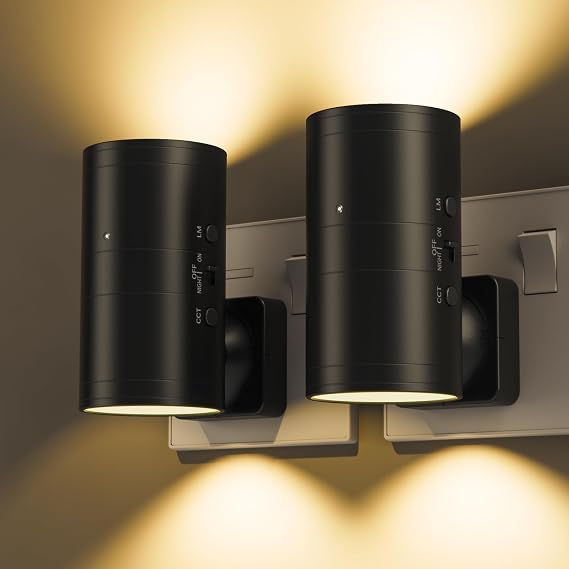 Fibrdoo Night Light Plug in, Dusk to Dawn Sensor Led Night Light Black [Energy Class A]