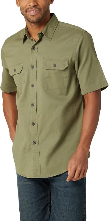 Wrangler Authentics Men's Short Sleeve Classic Woven Shirt Button Down Shirt