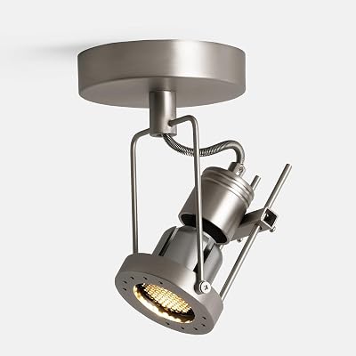 7W Dimmable Ceiling Spotlight, Adjustable LED GU10, Brushed Nickel Finish, 3000K Warm White, Accent Lighting for Wall Art, Living Room & Bedroom, Replaceable Bulb