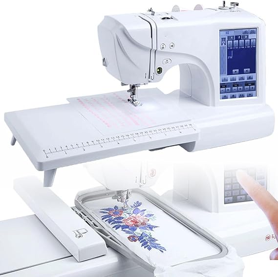 Automatic Sewing Machine - Electric Embroidery Machine with 158 Built-in Designs, 4 x 9.2 Embroidery Area, LCD Touch Screen, 210 Built-in Letters & 30 Pattern Borders for Easy Sewing