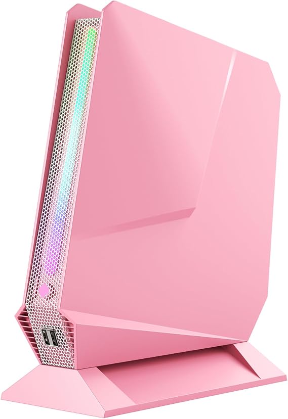 Mini Gaming PC, 12TH Gen Intel Core i9-12900HK with RTX 3050Ti 8G Gaming Computer, 32GB RAM 1TB NVMe SSD, RGB Lights, Triple 4K Display/2.5G LAN/WiFi 6E BT 5.3, Win 11 Pro Desktop PC, Pink