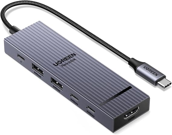 UGREEN Revodok Pro USB-C Hub 6 in 1 10Gbps 4K 60Hz HDMI | 100W PD charging, compatible with MacBook Neo/Pro/Air, iPad Pro, Thinkpad Rog Ally and More