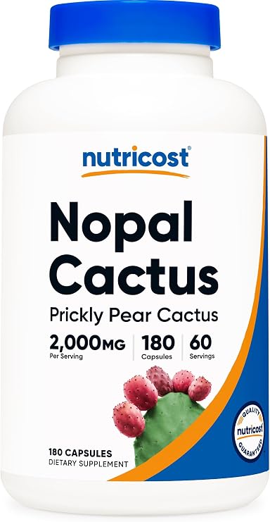 Nutricost Nopal Cactus (2000mg) 180 Vegan Capsules - Prickly Pear Cactus, 60 Servings