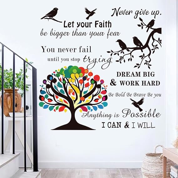 Vinyl Wall Stickers Inspirational Saying Wall Decals Motivational Quote Stickers Peel and Stick Positive Wall Stickers Quotes Wall Decor for Living Room Bedroom Office School Dorm Home Decor.