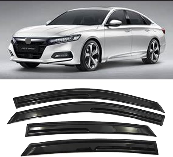 Window Visor Rain Guards Shield for Honda Accord 2018-2023,4 PCS Mugen Style Window Visor Guard Window Wind deflectors for Honda Accord 2018-2023,Tape-on Outside-Mount