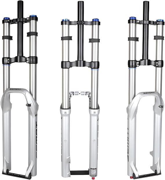 Bike Air Suspension Fork 26" 27.5" 29" Mountain Bikes Double Shoulder Shocks Forks Travel 160/180/200mm Rebound Adjustment Disc Brake Front Fork with Damping