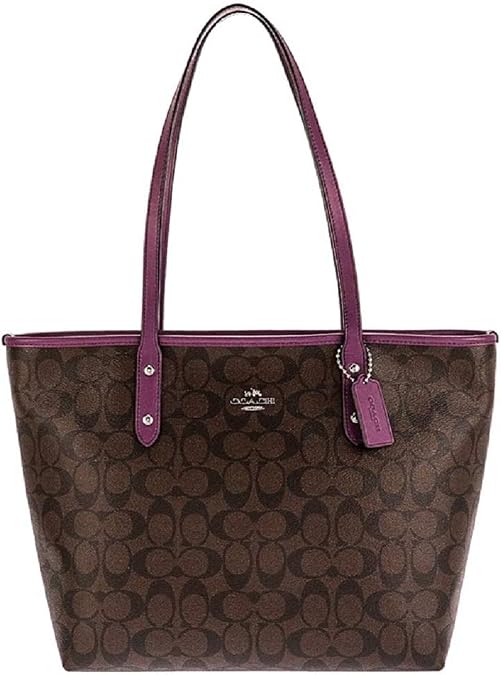 Coach F58292 Signature City Zip Tote Bag Handbag Brown/Berry