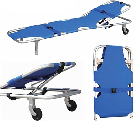 350lb Load Capacity Folding Aluminum Alloy Rescue Stretcher with 2 Guide Wheels - Medical Stretcher for Hospital and Ambulance Use