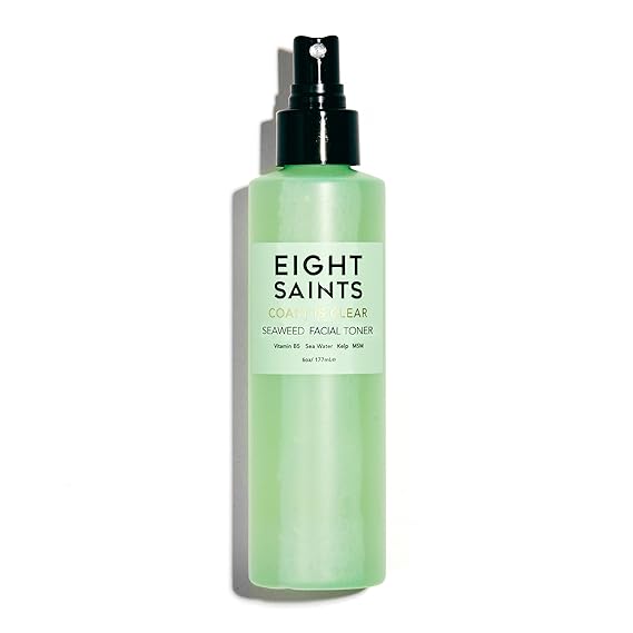 Eight Saints Coast is Clear Seaweed Anti Aging Face Toner, Alcohol Free Toner for Face, Minimizes Large Pores and Redness, with Witch Hazel, Sea Water, and Kelp, 6 Ounces
