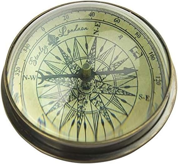 Nauticalia Domed Compass Paperweight, Brass, 3" Diameter, Tabletop Mount, Nicht Zutreffend