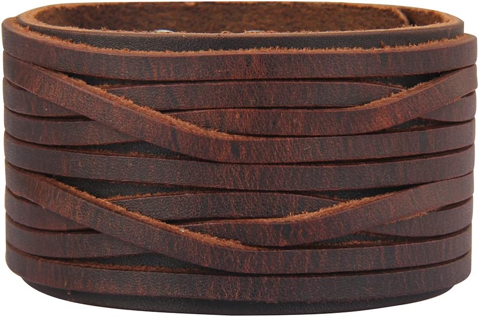 GelConnie Leather Cuff Bracelet for Men Women Wide Leather Wristband Thick Viking Mens Leather Bracelets Gothic Wrist Band Vintage Rock Wristband