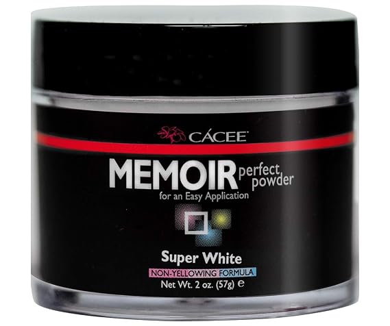 Caccee Super White Memoir Perfect Acrylic Nail Powder (polvo acrlico) 2 oz