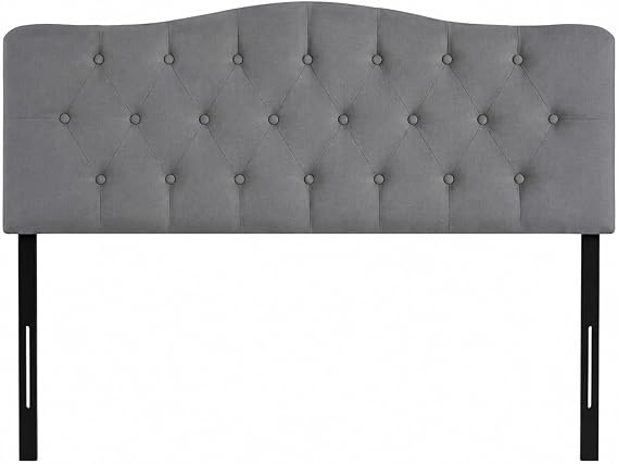 Naomi Home Cassandra Button Tufted Upholstered Headboard for Full & Queen Linen Padded Panel, 12 Adjustable Height Settings, Wall or Bed Frame Mount