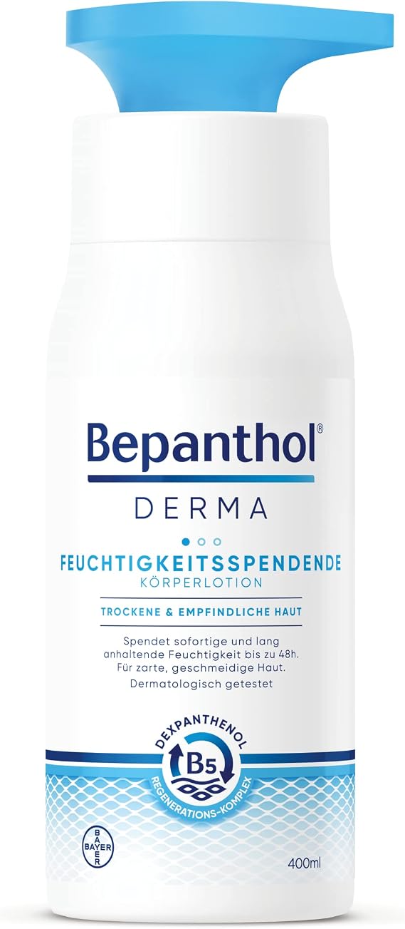 Bepanthol Derma Moisturising Body Lotion, Body Care for Sensitive and Dry Skin, Dermatologically Tested Moisturising Cream with Dexpanthenol, Fragrance Free, 400 ml