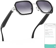 BRIBEJAT Bluetooth Glasses for Men & Women, AI Sunglasses with APP Translation & Recording, Open Ear Speakers for Music/Calls, Lightweight for Outdoor, Driving, Travel - 164 Languages (Black Silver)