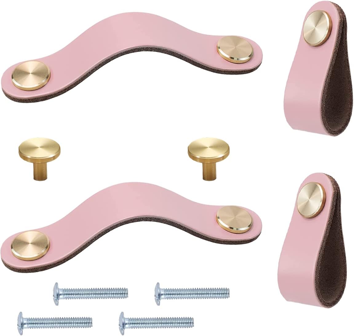 Leather Drawers Pulls Handles, 4 Pack Knobs for Cabinet Dresser Drawers, Soft Closet Door Knobs Upgrade The Look of Furniture, Perfect Replacement of Metal Cabinet Knobs