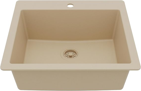 Karran QT-820 Top Mount 25 in. Single Bowl Quartz Kitchen Sink in Bisque