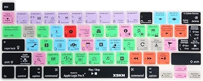 XSKN Logic Pro English Silicone Shortcuts Keyboard Cover Skin for Touch Bar Models 2019 MacBook Pro 16 inch A2141 2020 MacBook Pro 13.3 inch A2251 A2289 A2338 M1 Keyboard US&EU Version