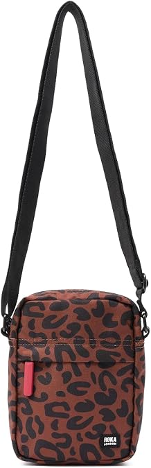 ROKA London Bond Scarlet Leopard Print Recycled Canvas Crossbody Bag