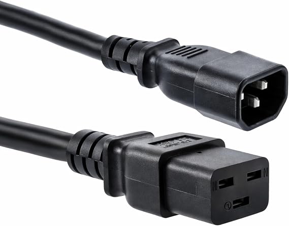 CablesAndKits C14 to C19 Power Cord 3ft, 14 AWG, 15A/250V, Black | Heavy Duty 14 AWG AC Power Cord, 15A/250V, with C14 Male to C19 Female Connectors, 3ft, Black