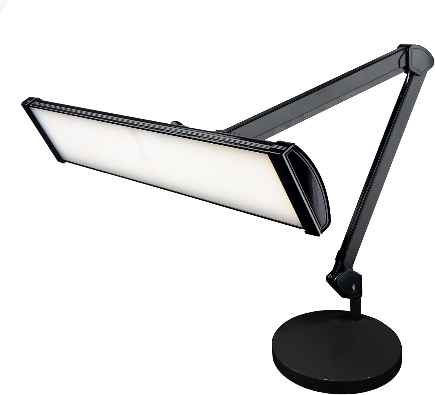 Neatfi Ultra 3,500 Lumens LED Desk Lamp – 45W, 66cm Wide Metal Shade, 270 SMD LEDs, Shadow-Free | Adjustable Brightness | Non-Flickering Task Light for Nail, Craft & Office (Black, Non-CCT with Base) [Energy Class G]