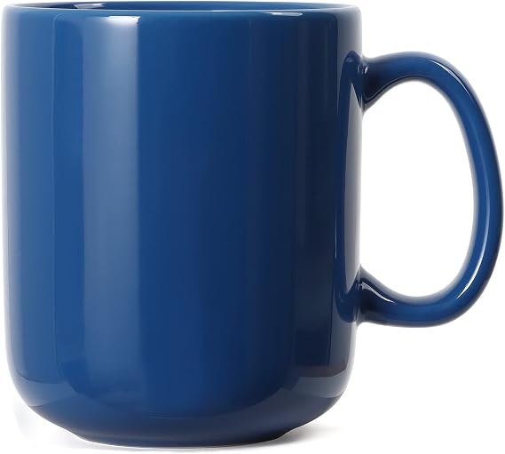 Smilatte 20 OZ Large Coffee Mug, M016 Plain Ceramic Big Tea Cup with Handle for Dad Men, Blue