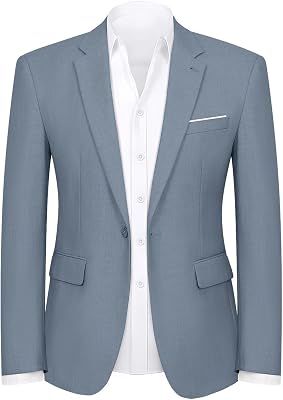 Mens Slim Fit One Button Suit Blazer Jacket Lightweight Sport Jacket Coat for Wedding, Business, Party