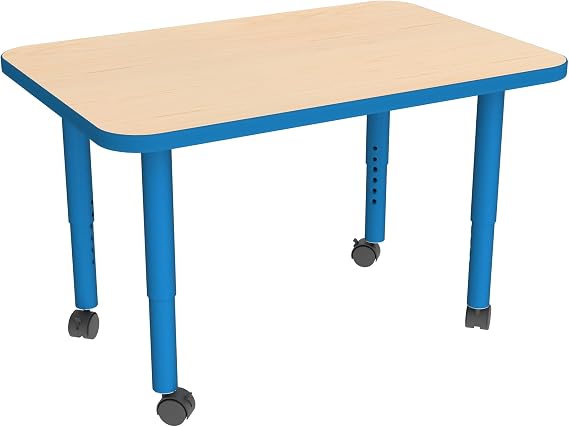 Sprogs Accent Series Preschool Rectangle Adjustable-Height Mobile Collaborative Activity Table