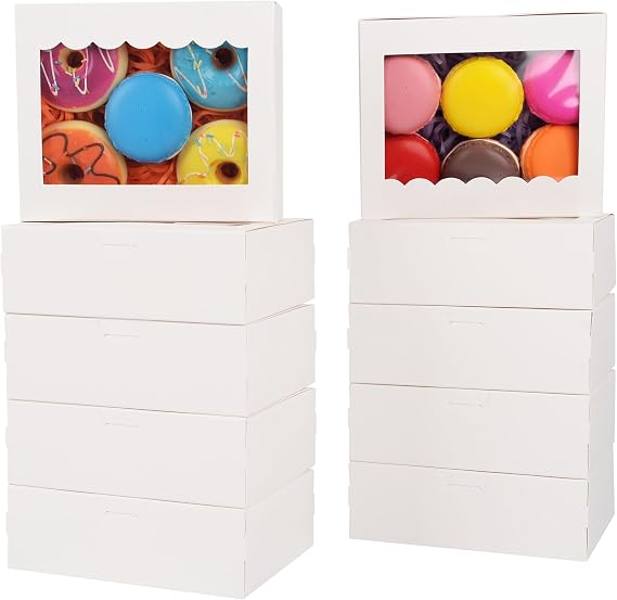 15Pcs White Cookie Boxes with Window 6 x 5 x 2 inches Disposable Food Grade Small Bakery Boxes for Brownie Biscuit Macaron Candy Sweet Chocolate Packing