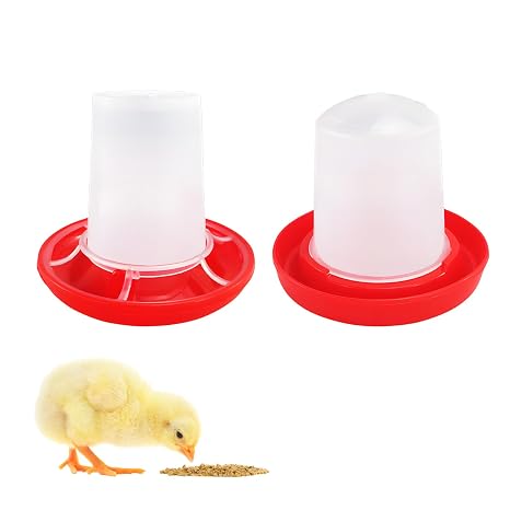 2 Chick Feeders, Chicken Feeders and Drinkers, Automatic Chicken Water Dispenser, Suitable for Chickens, Ducks, Geese, Pigeons, and Poultry Feeding, 160g Feeder and 160ml Drinker