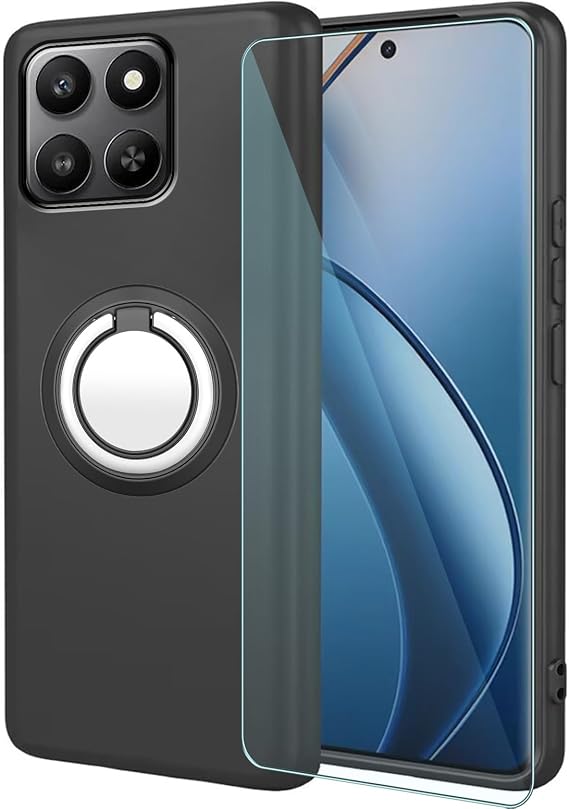 Case for Blackview Color 6 with Stand and Screen Protector,Shockproof Cover,Thin Anti-Fingerprint Phone Cover for Blackview Color 6,Black - Z