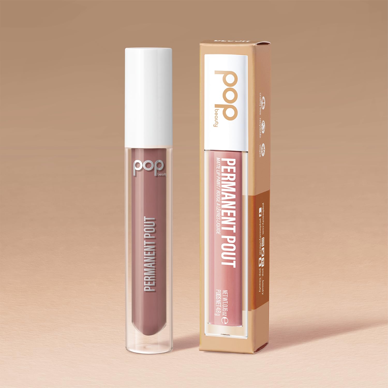 POP Beauty PERMANENT POUT | BARE BLUSH - Long Lasting Liquid Lipstick, Kiss-proof Water-proof Smudge Transfer Proof, Velvet Lip Paint, Matte Finish, Full Coverage Colour